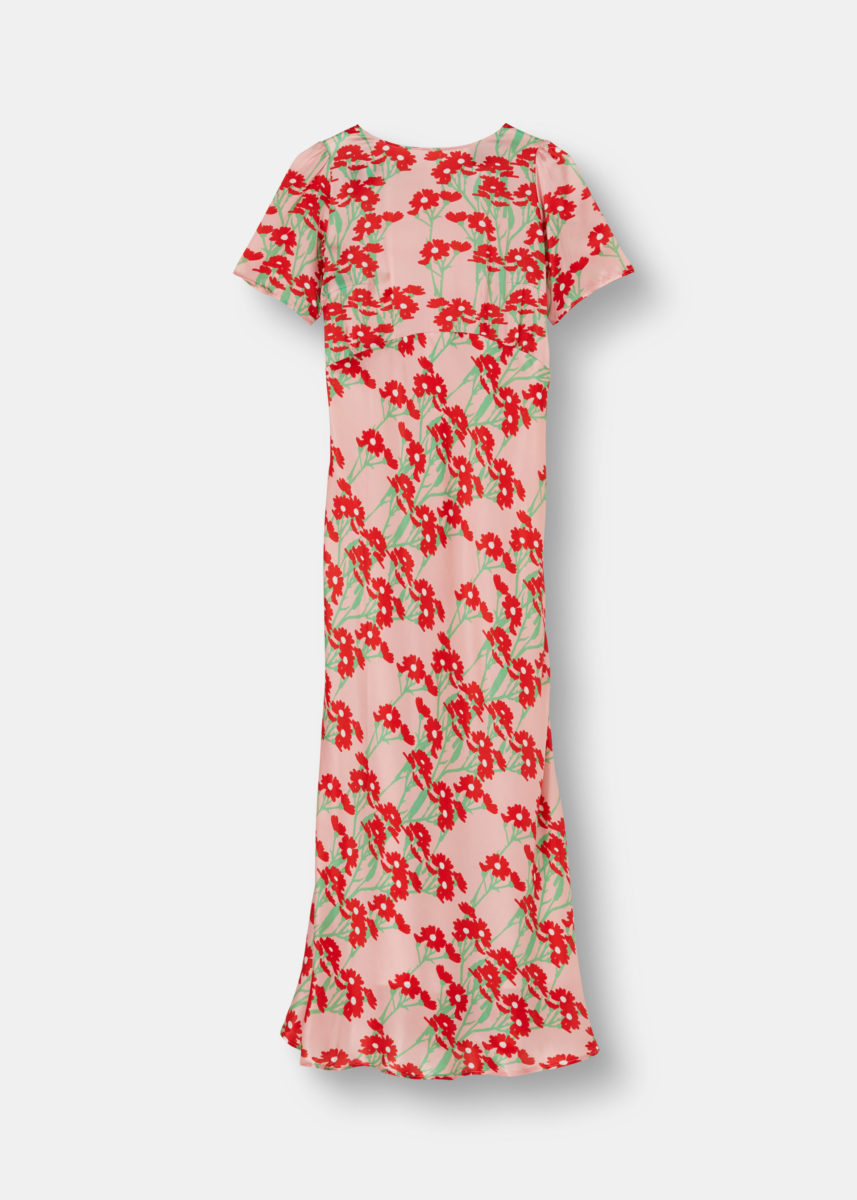 Jane Floral Print Silk Satin Maxi Dress