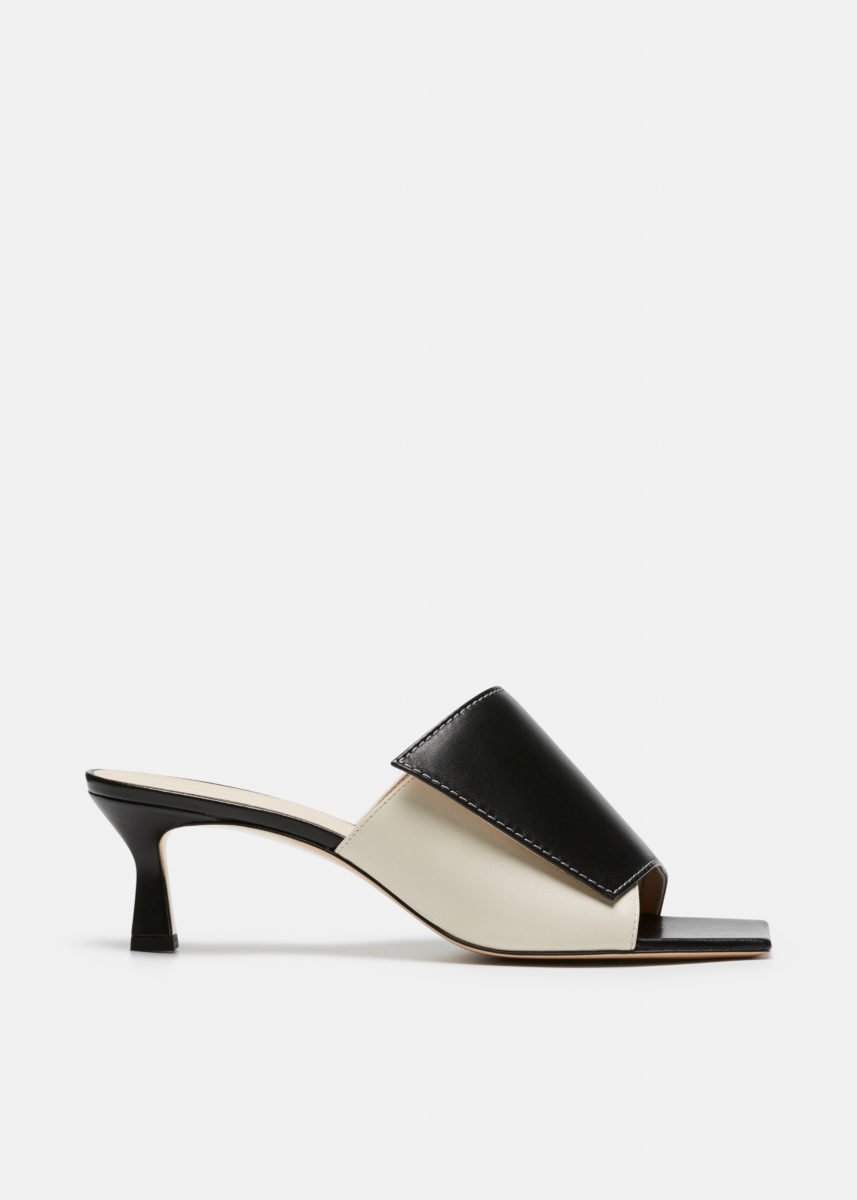 Isa Contrasting Leather Slipper Mule