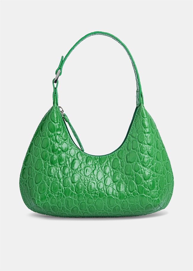 Baby Amber Croco Embossed Leather Bag