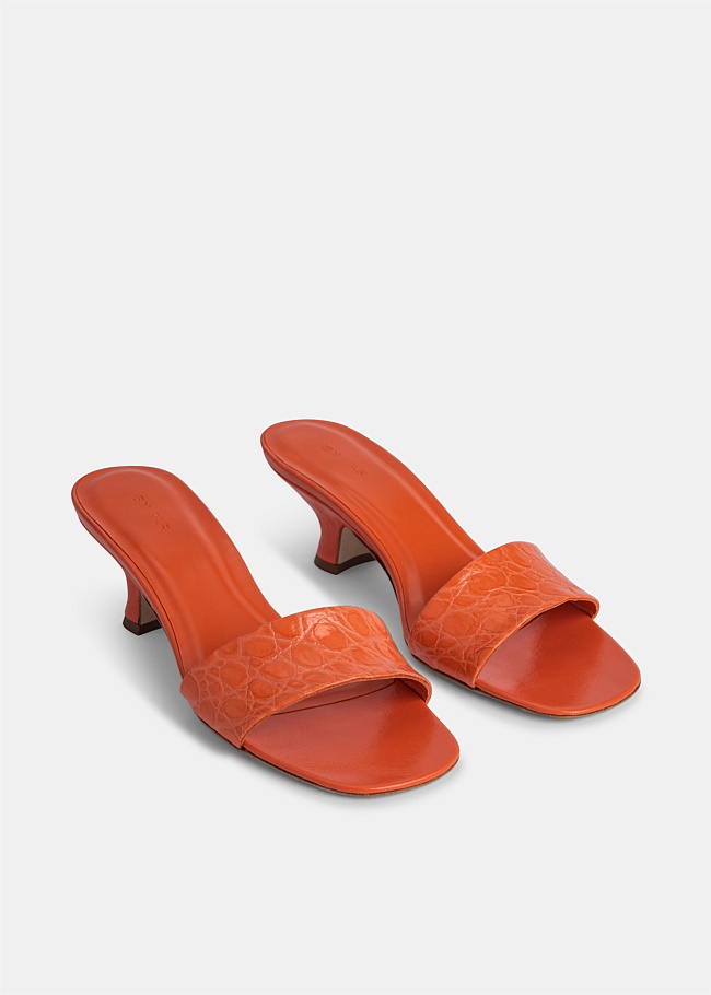 Orange Freddy Square Toe Low Heel Sandal