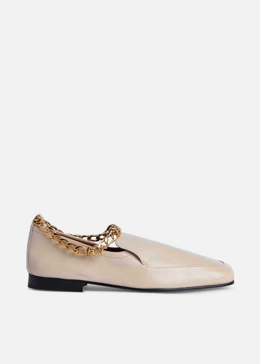 Ivory Nick Leather Loafer With Anklet Chain