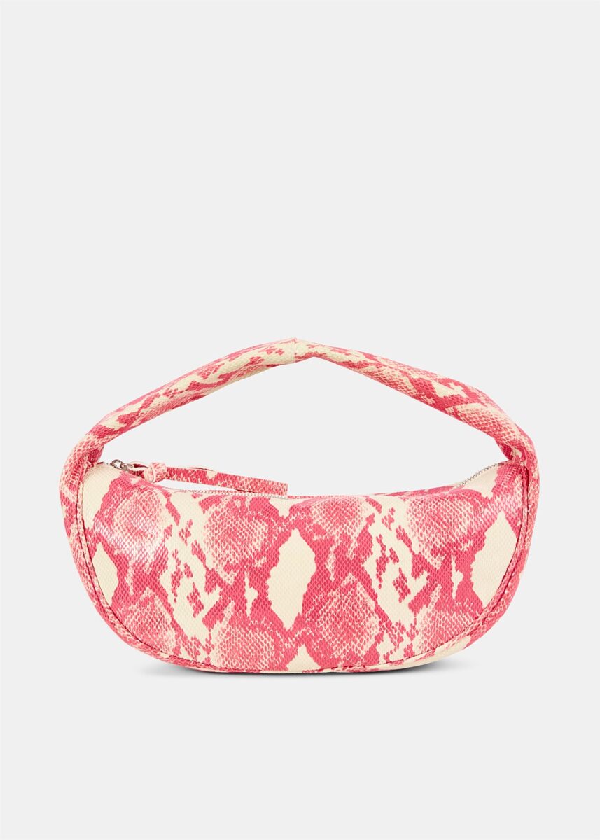 Cush Pink Snake Print Shoulder Bag