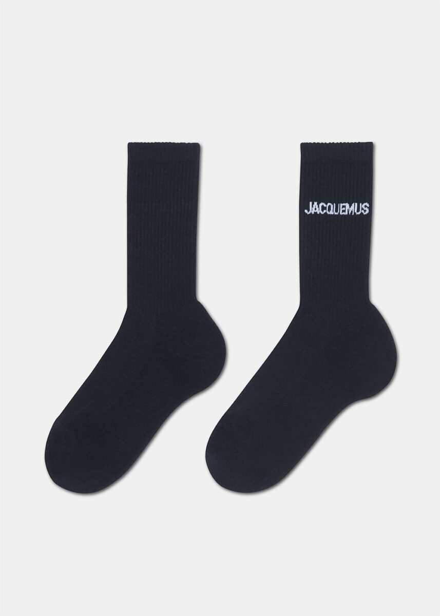 Les Chaussettes Black Ribbed Logo Socks