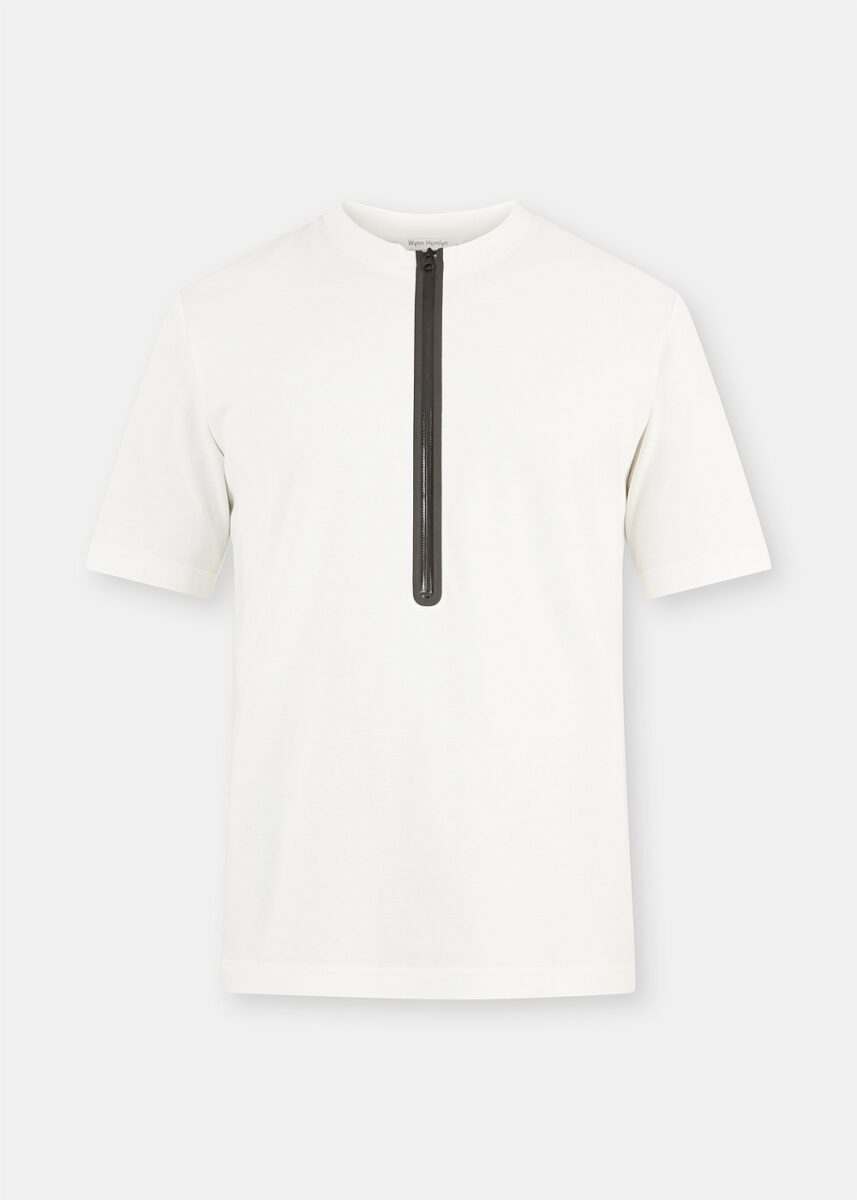 White Vertical Zip T-Shirt