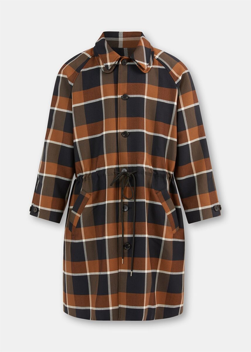 Coverall Brown Plaid Trench