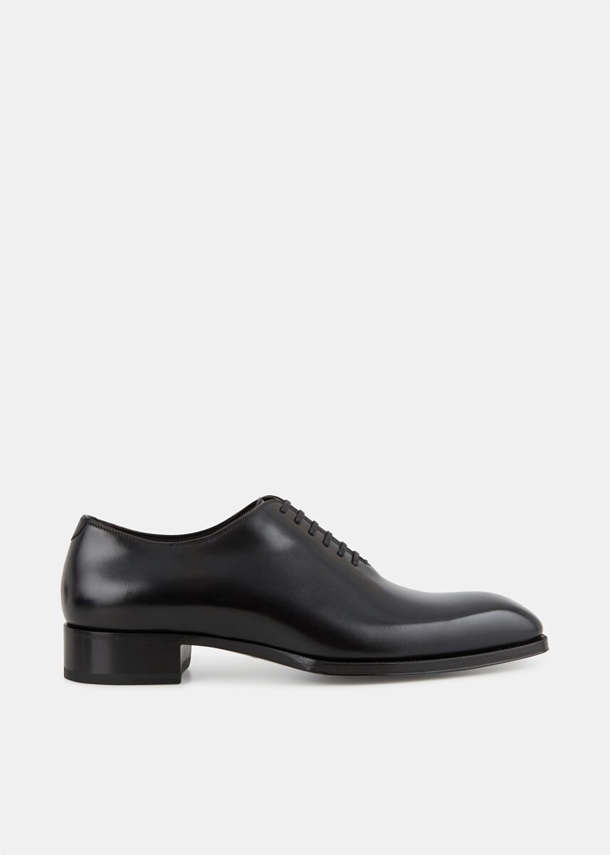 Whole-Cut Polished-Leather Oxford Shoes