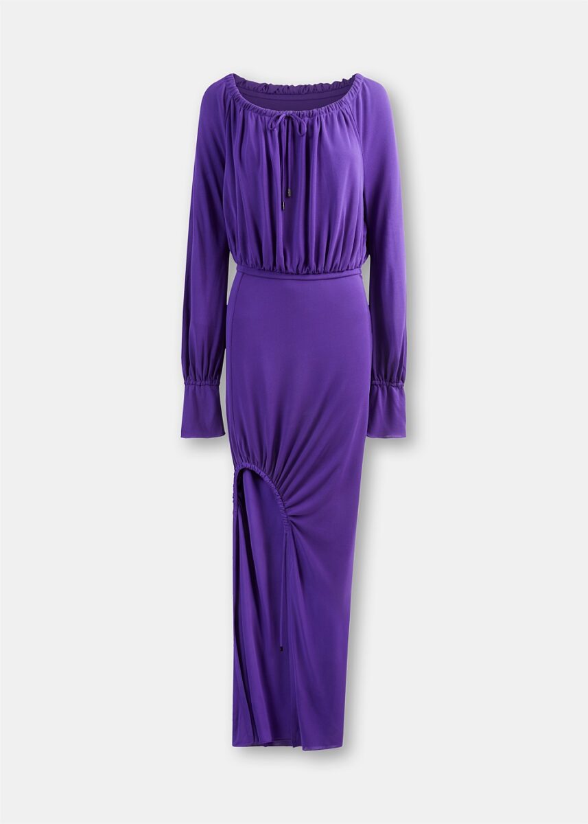 Purple Asymmetrical Long Sleeve Dress