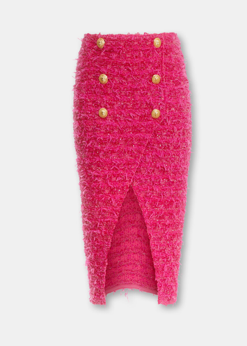 X Barbie Rose Buttoned Tweed Skirt