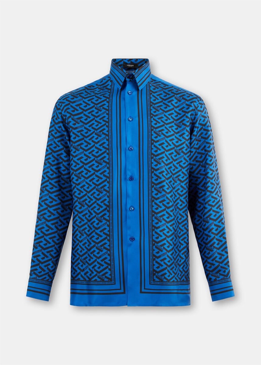 Blue Printed Silk Shirt