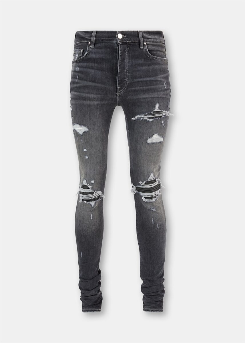 Grey MX1 Leather Jeans