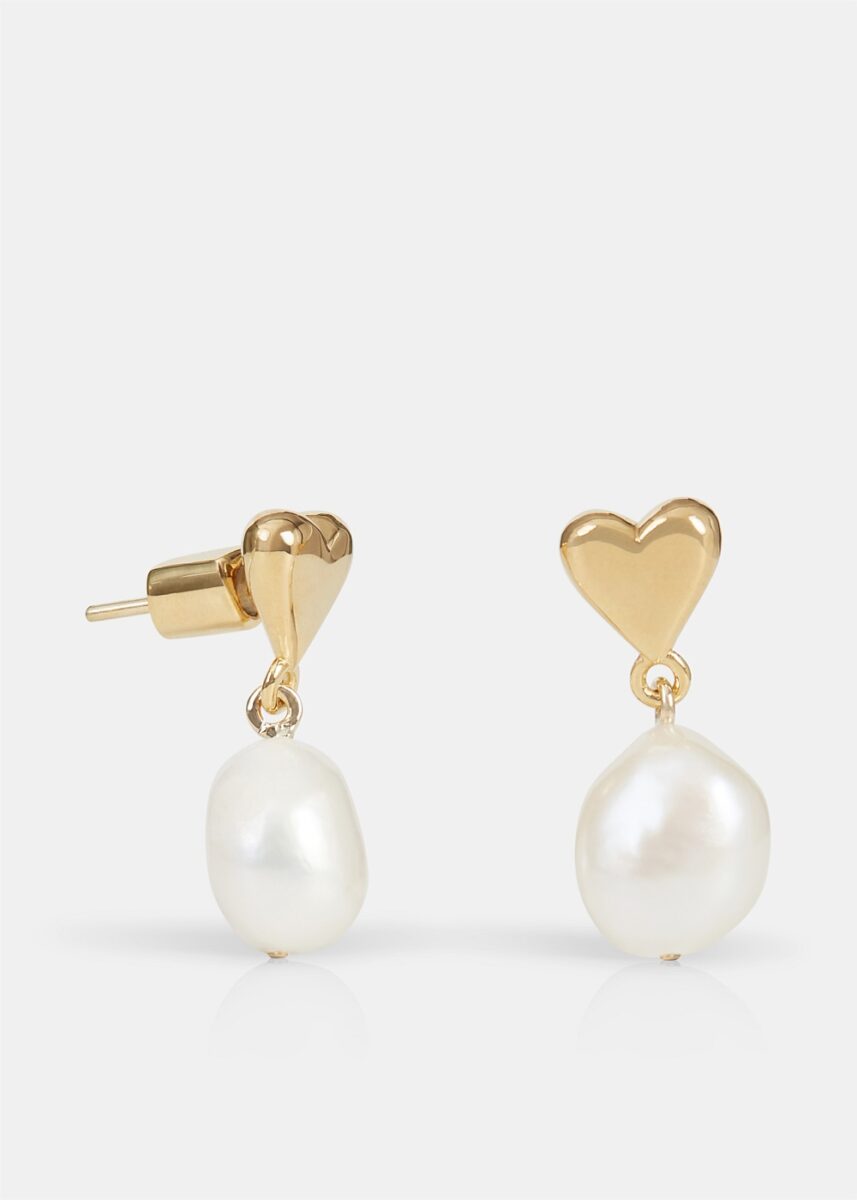 Gold Mini Camille Pearl Drop Earrings