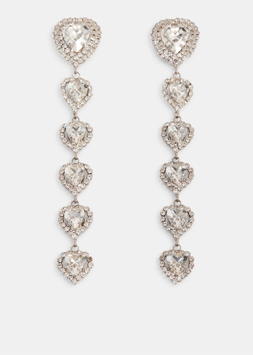 Crystal Long Heart Earrings