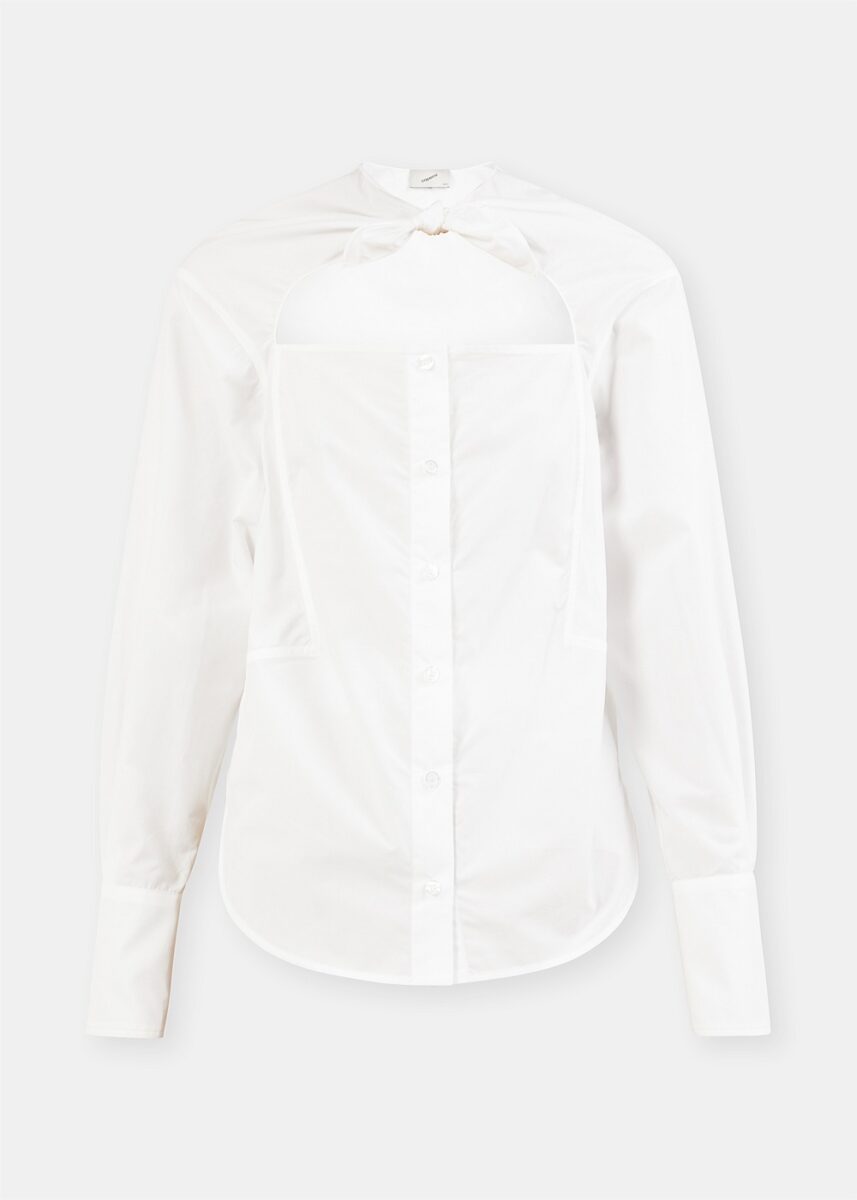 White Cutout Jacquard Shirt