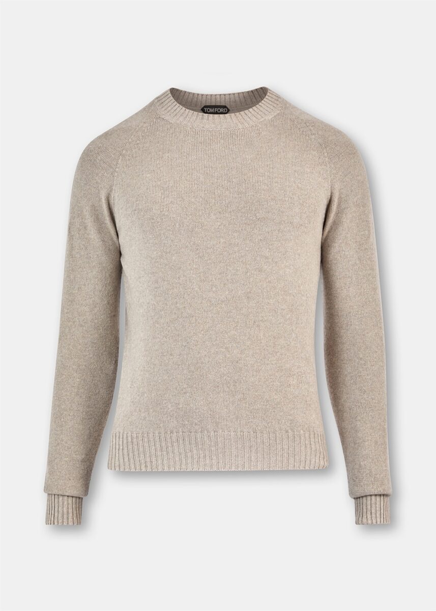 Beige Cashmere Crewneck Sweater
