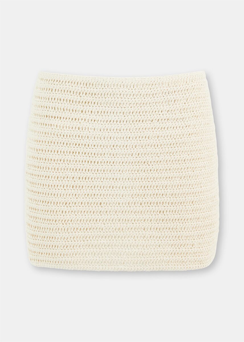 Cream Crochet Mini Skirt