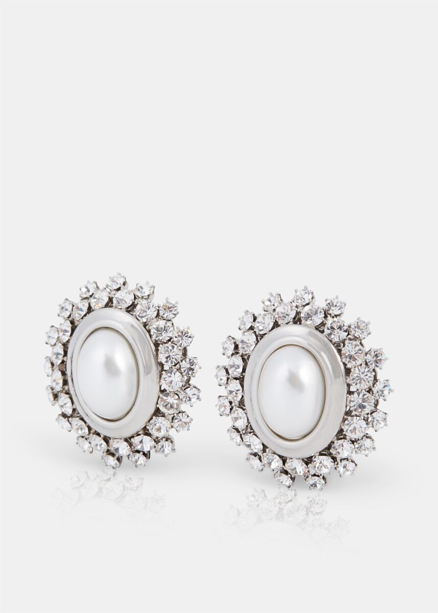 Silver Oval Cameo Earrings