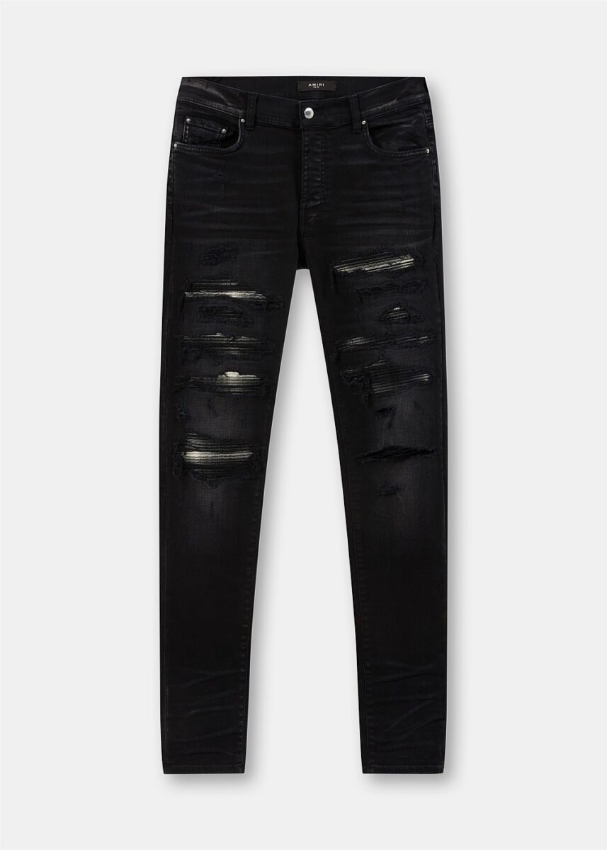 Black Distressed Thrasher Slim Jeans
