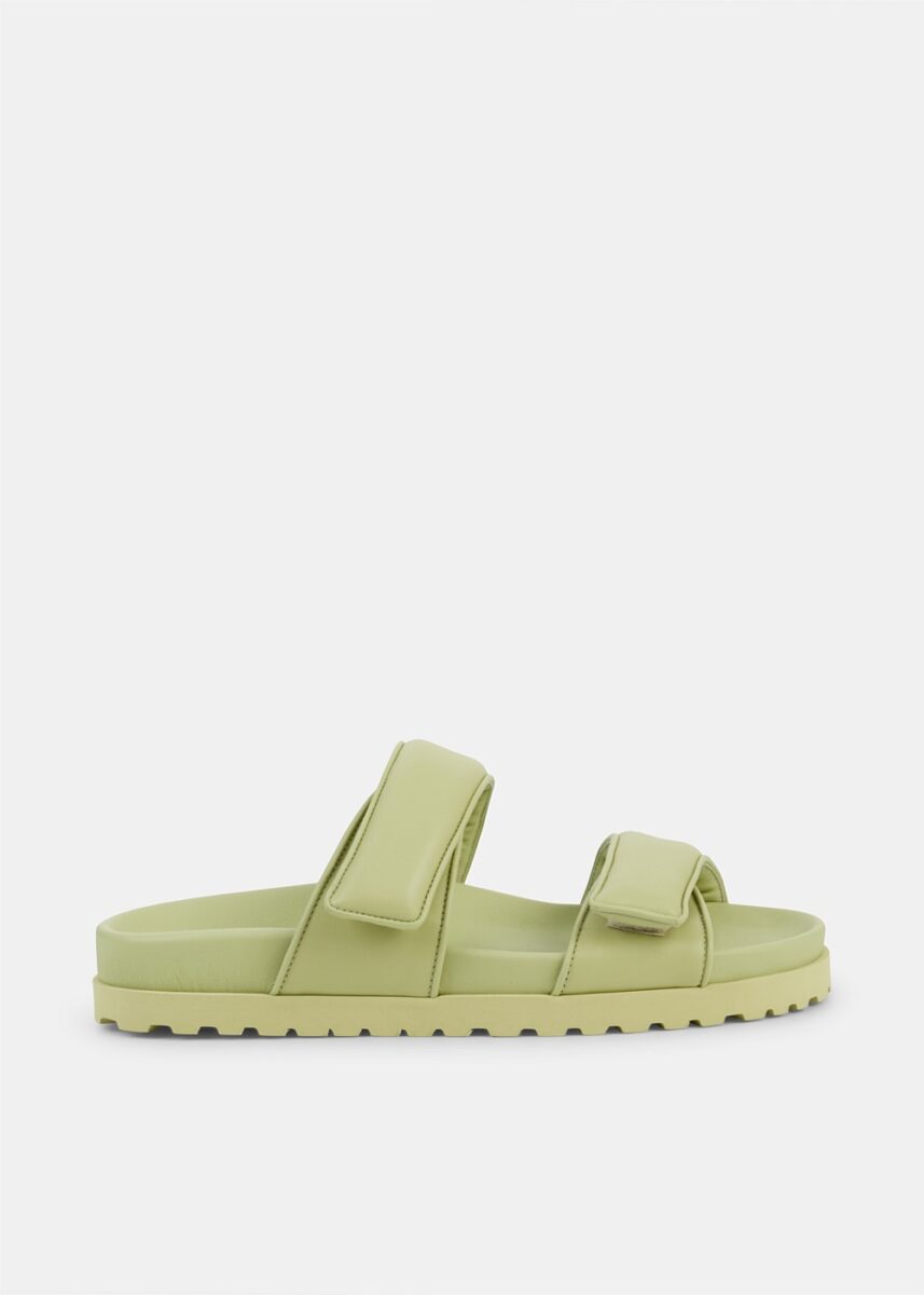 X Pernille Acid Green Double Strap Sandals