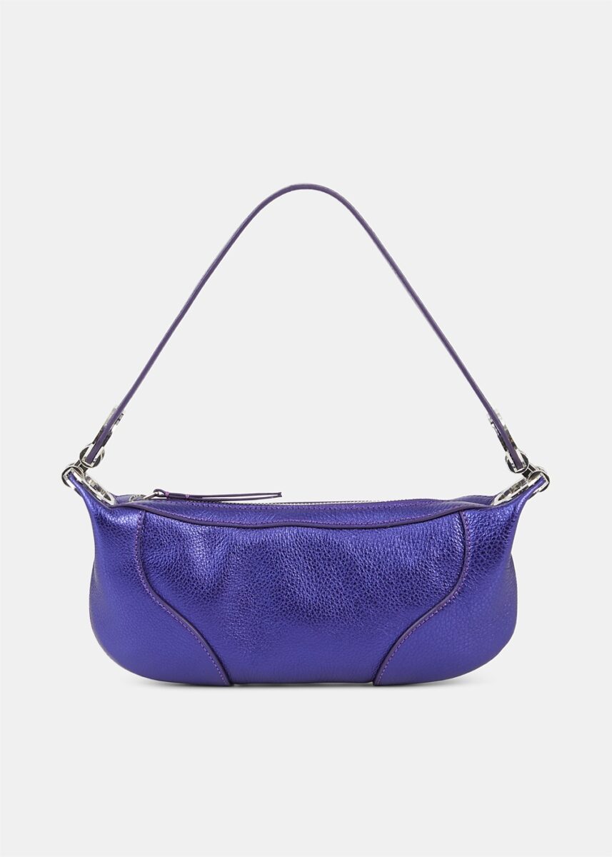 Mini Amira Blue Metallic Leather Shoulder Bag